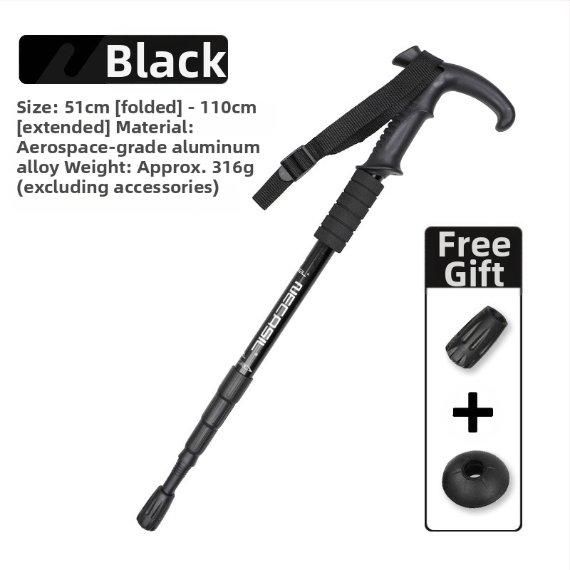 Alpinizmo personalo lazda iš anglies pluošto teleskopinės sulankstomos lazdos, profesionali lauko žygių kalnų laipiojimo įranga, neslystanti ramentė