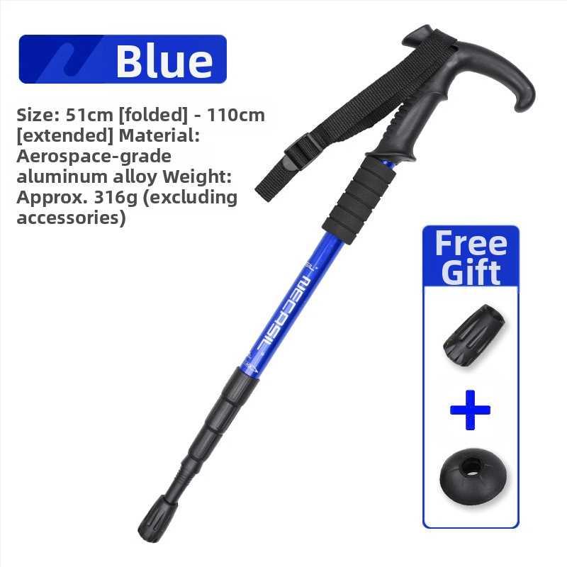 Alpinizmo personalo lazda iš anglies pluošto teleskopinės sulankstomos lazdos, profesionali lauko žygių kalnų laipiojimo įranga, neslystanti ramentė