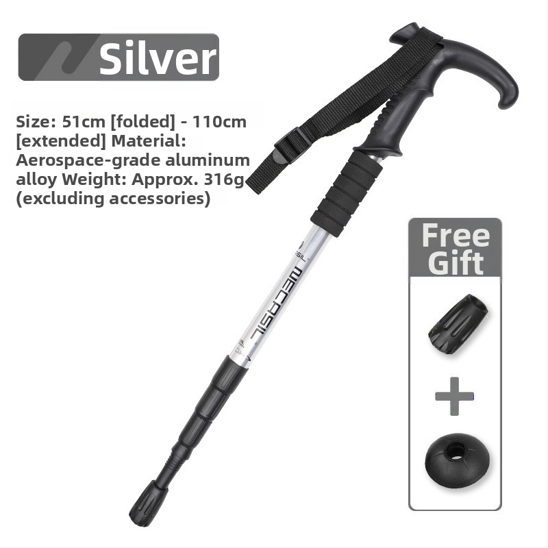 Alpinizmo personalo lazda iš anglies pluošto teleskopinės sulankstomos lazdos, profesionali lauko žygių kalnų laipiojimo įranga, neslystanti ramentė