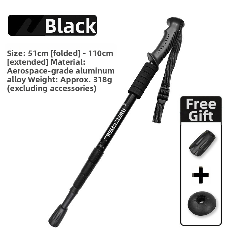 Alpinizmo personalo lazda iš anglies pluošto teleskopinės sulankstomos lazdos, profesionali lauko žygių kalnų laipiojimo įranga, neslystanti ramentė