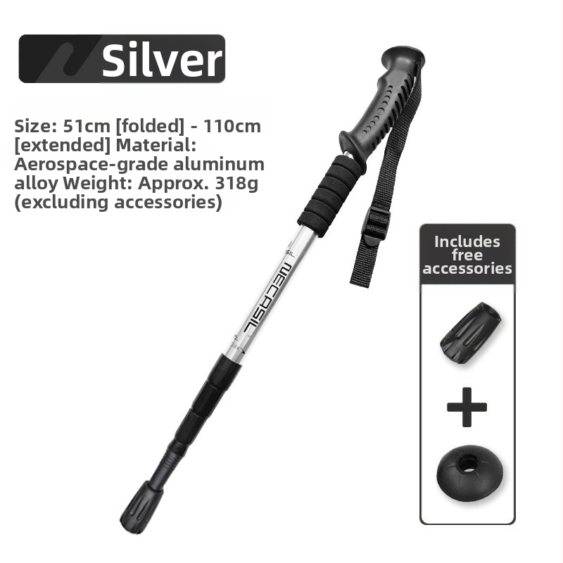 Alpinizmo personalo lazda iš anglies pluošto teleskopinės sulankstomos lazdos, profesionali lauko žygių kalnų laipiojimo įranga, neslystanti ramentė