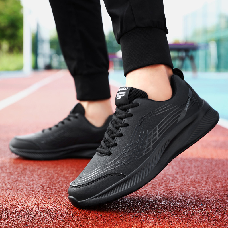 Vyriški batai 2023 m. rudens nauji, plius dydžio, odiniai juodi laisvalaikio bėgimo bateliai, vyriški amortizaciniai sportbačiai, vienetiniai, pristatymas