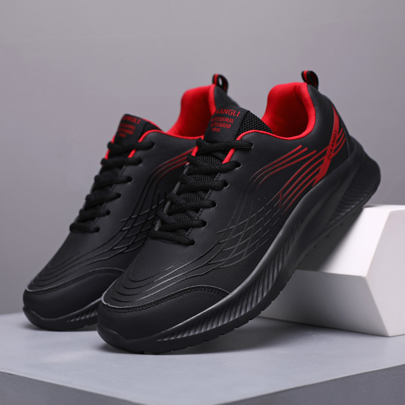 Vyriški batai 2023 m. rudens nauji, plius dydžio, odiniai juodi laisvalaikio bėgimo bateliai, vyriški amortizaciniai sportbačiai, vienetiniai, pristatymas