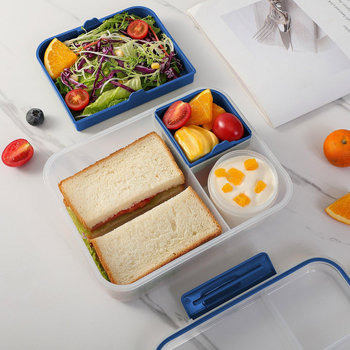 Μεγάλο δοχείο μεσημεριανού γεύματος διπλού διαμερίσματος μπορεί να τοποθετηθεί στο φούρνο μικροκυμάτων, σε κουτί μεσημεριανού γεύματος για φοιτητές, σε κουτί μεσημεριανού γεύματος για ενήλικες, σε κουτί φρέσκιας διατήρησης