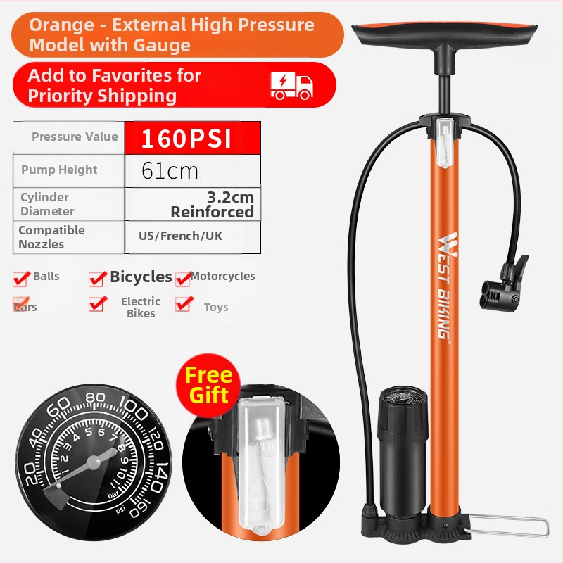 „West Rider“ aukšto slėgio siurblys kalnų dviračiui, nešiojamam automobiliui, krepšiniui, akumuliatoriui, automobiliui, motociklui, siurbliui