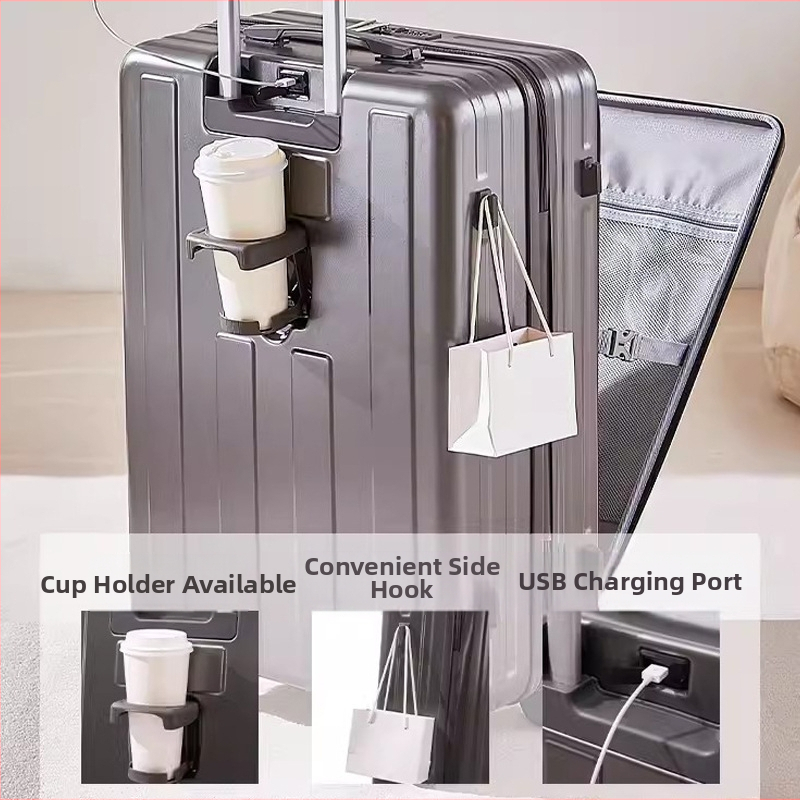 Нов многофункционален багаж с отворен капак отпред, женски и мъжки, наличен куфар за количка, 28-инчов, голям капацитет, кутия за пароли за пътуване и бизнес