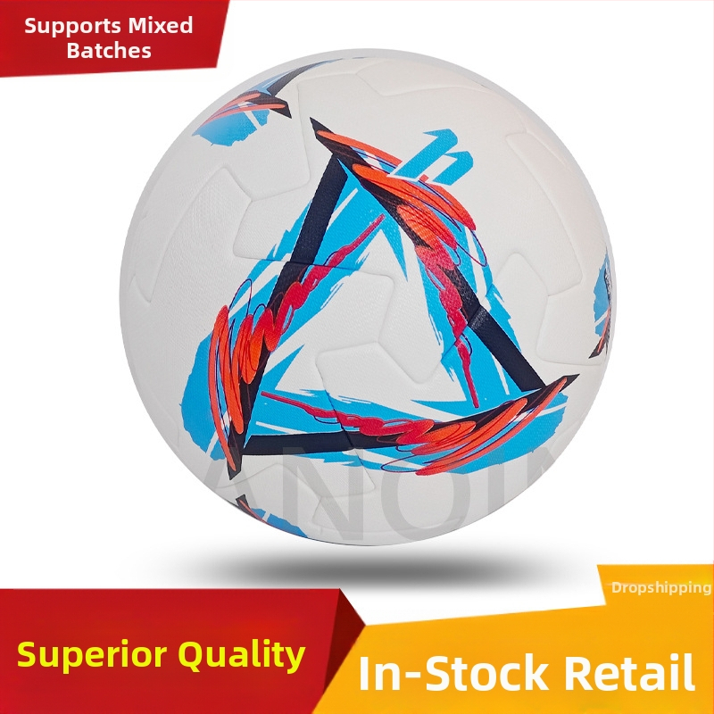 Naujas Nr. 5 futbolo sprogimui atsparus dilimui atsparus PU besiūlis terminio sujungimo suaugusiųjų studentų žaidimo treniruočių kamuolys, didmeninė prekyba sandėlyje