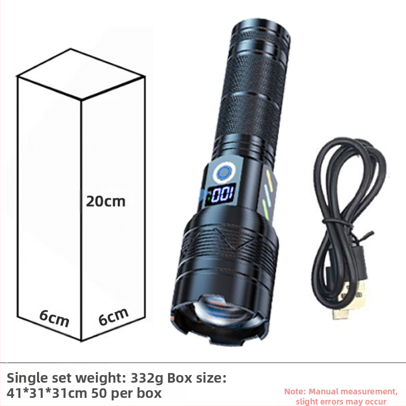 Piiriüleselt müüdavad alumiiniumisulamist taskulampide tootjad hulgimüügis multifunktsionaalne suure luumeniga laadiv välistingimustes kasutatav tugeva valgusega LED-taskulamp