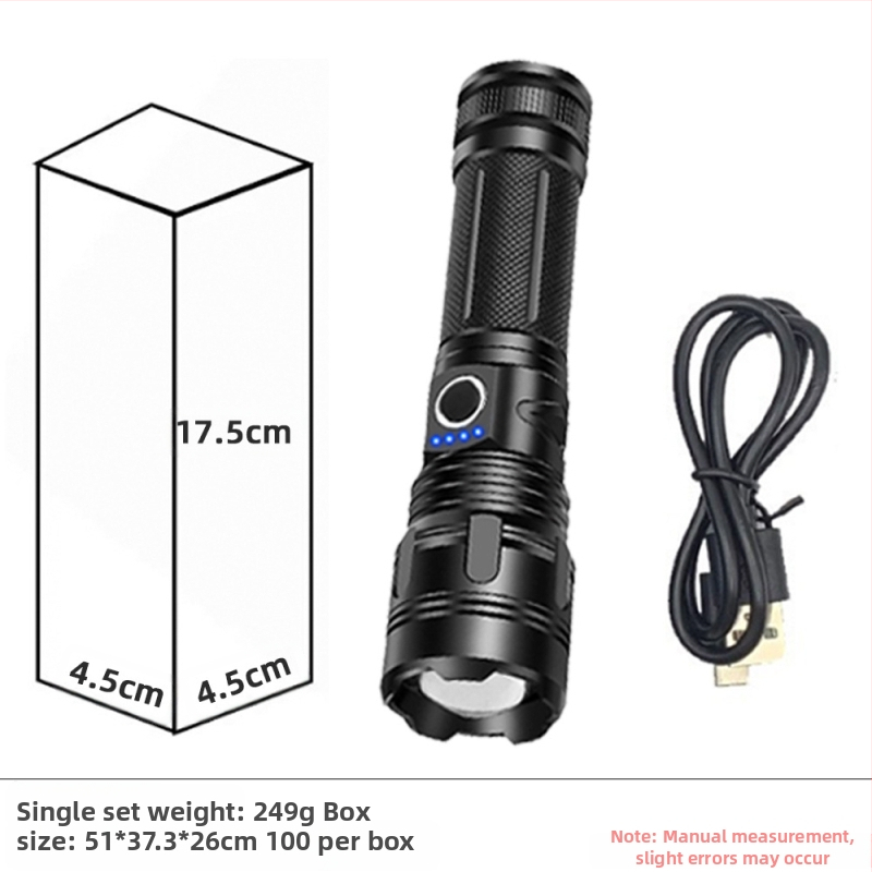 Piiriüleselt müüdavad alumiiniumisulamist taskulampide tootjad hulgimüügis multifunktsionaalne suure luumeniga laadiv välistingimustes kasutatav tugeva valgusega LED-taskulamp