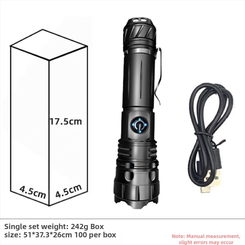 Piiriüleselt müüdavad alumiiniumisulamist taskulampide tootjad hulgimüügis multifunktsionaalne suure luumeniga laadiv välistingimustes kasutatav tugeva valgusega LED-taskulamp