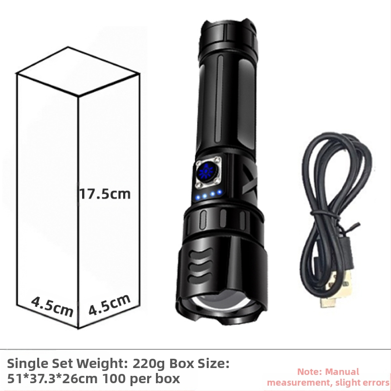 Piiriüleselt müüdavad alumiiniumisulamist taskulampide tootjad hulgimüügis multifunktsionaalne suure luumeniga laadiv välistingimustes kasutatav tugeva valgusega LED-taskulamp