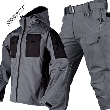 Scarabs Outdoor Tactical Soft Shell jaka Vīriešu rudens un ziemas daudzfunkcionāls kamuflāžas kostīms ar vilnas oderi Sabiezināts Silts