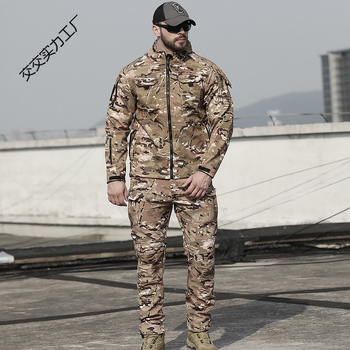 Scarabs Outdoor Tactical Soft Shell Jacket Ανδρικό Φθινοπωρινό και Χειμερινό Πολυλειτουργικό Φόρεμα Καμουφλάζ με επένδυση από φλις, Πυκνό, Ζεστό