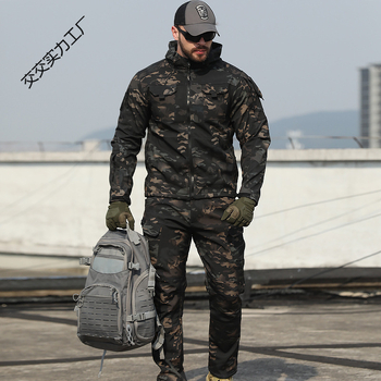 Scarabs Outdoor Tactical Soft Shell Jacket Ανδρικό Φθινοπωρινό και Χειμερινό Πολυλειτουργικό Φόρεμα Καμουφλάζ με επένδυση από φλις, Πυκνό, Ζεστό
