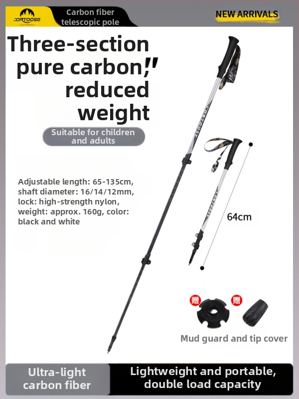 „Kuangtu“ anglies pluošto laipiojimo lazda, trijų dalių teleskopinis ramentas vyrams ir moterims, lauko žygių laipiojimo įranga, itin lengvas, neslystantis ramentas