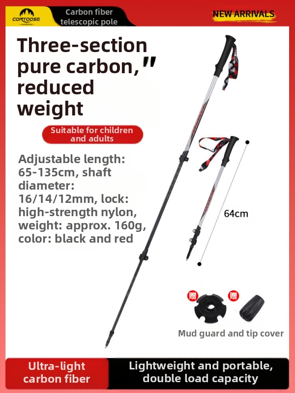 „Kuangtu“ anglies pluošto laipiojimo lazda, trijų dalių teleskopinis ramentas vyrams ir moterims, lauko žygių laipiojimo įranga, itin lengvas, neslystantis ramentas