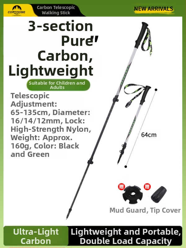 „Kuangtu“ anglies pluošto laipiojimo lazda, trijų dalių teleskopinis ramentas vyrams ir moterims, lauko žygių laipiojimo įranga, itin lengvas, neslystantis ramentas