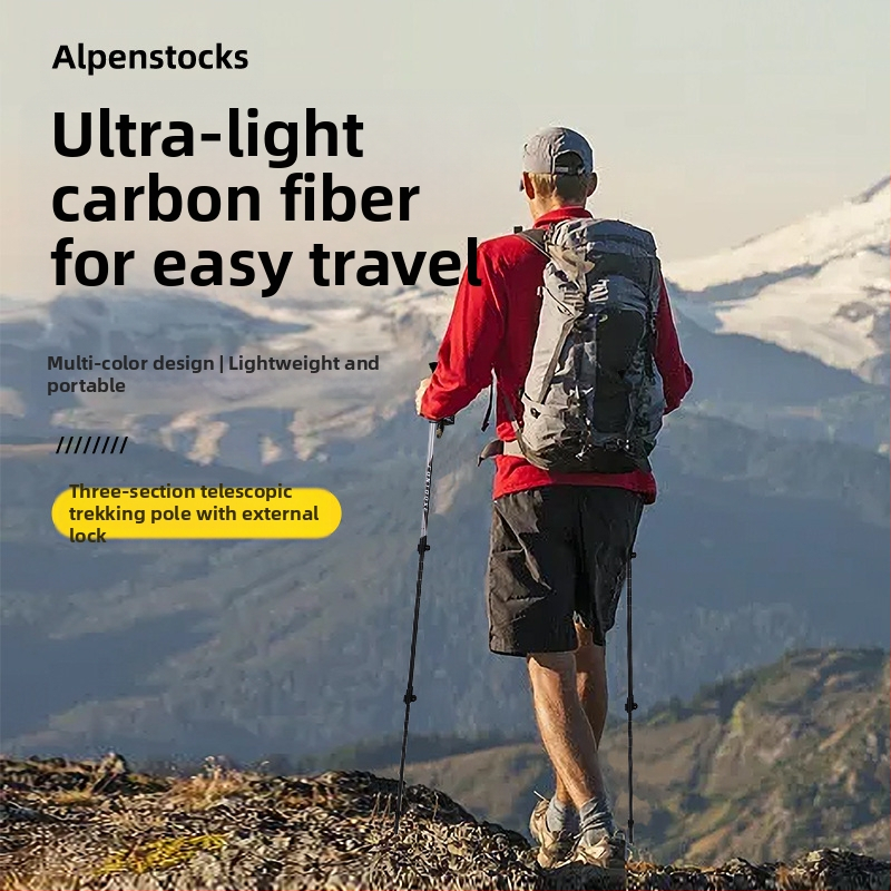 „Kuangtu“ anglies pluošto laipiojimo lazda, trijų dalių teleskopinis ramentas vyrams ir moterims, lauko žygių laipiojimo įranga, itin lengvas, neslystantis ramentas