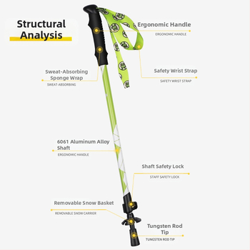 [Gamyklinis] Vaikiškas alpenstock lazdelės sulankstomas neslystantis aliuminio lydinio ramentas daugiafunkcis žygio vienetinis kartos didmeninė prekyba