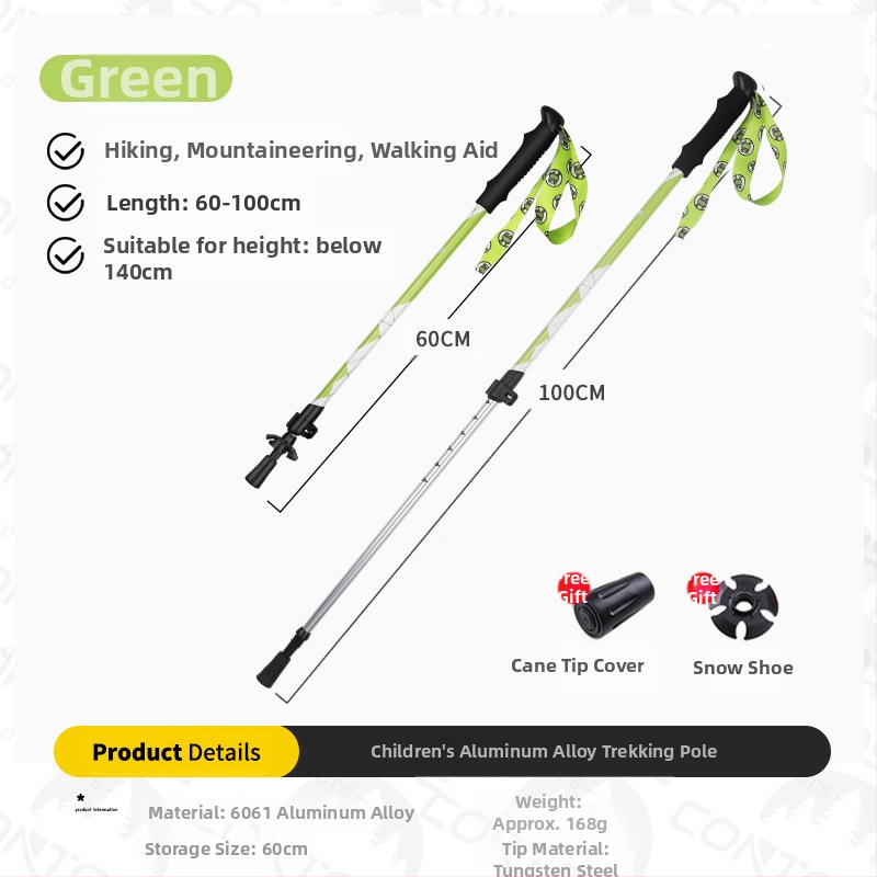 [Gamyklinis] Vaikiškas alpenstock lazdelės sulankstomas neslystantis aliuminio lydinio ramentas daugiafunkcis žygio vienetinis kartos didmeninė prekyba