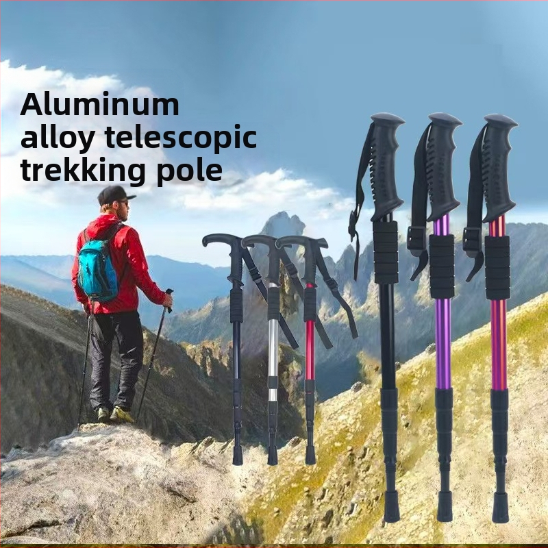 Lauko kelionių žygio lazdos, sulankstomos žygio lazdos, didmeninė prekyba aliuminio lydinio ištraukiamais trijų dalių ramentais, gamintojais