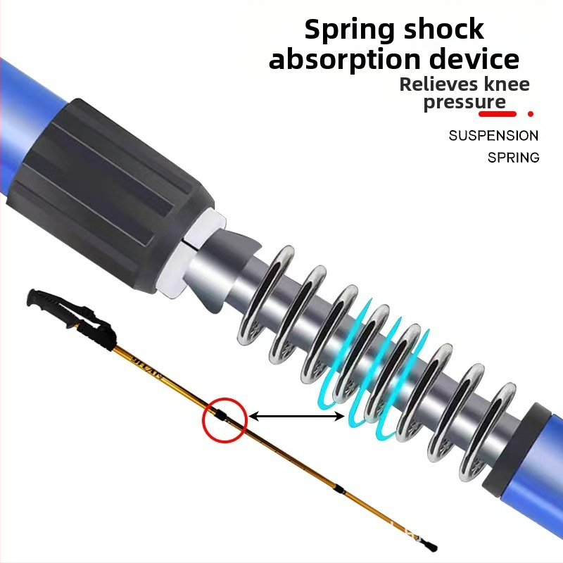 Сгъваеми туристически бастуни за пътуване на открито, едро, производители на алуминиеви сплави, прибиращи се трисекционни патерици