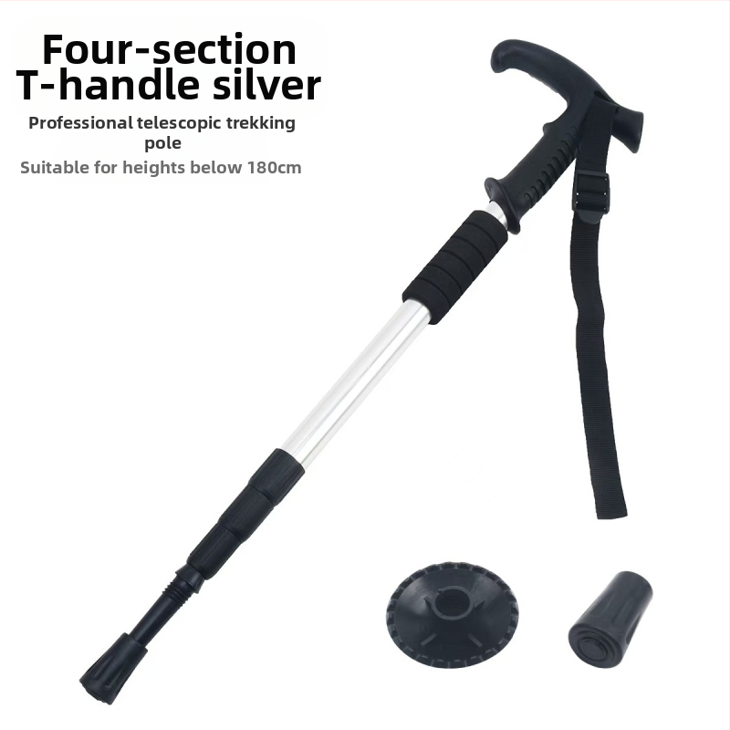 Сгъваеми туристически бастуни за пътуване на открито, едро, производители на алуминиеви сплави, прибиращи се трисекционни патерици