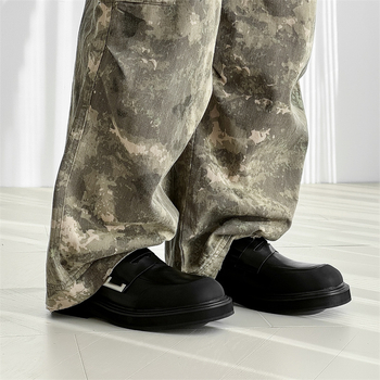 3677 Μαύρα ρετρό γυναικεία loafers πλατφόρμας βρετανικού στιλ με αυξημένο ύψος, όλα τα ανδρικά casual δερμάτινα παπούτσια επαγγελματικών χώρων, με δυνατότητα προσαρμογής