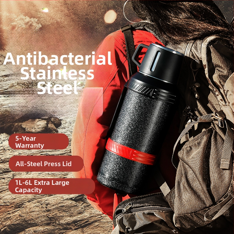 Термос Qihu с голям капацитет 6 литра, преносим термос за кола, изцяло от неръждаема стомана 316, кана за вода