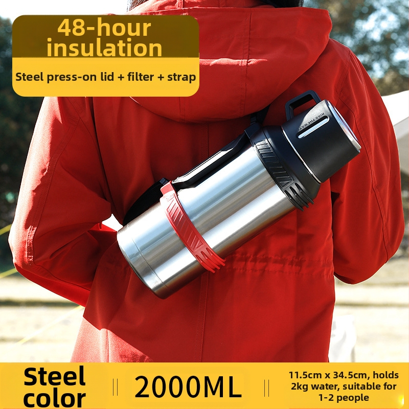 „Qihu Thermos“ didelės talpos 6 litrų termosas, nešiojamas automobilio lauko termosas, pagamintas iš 316 nerūdijančio plieno