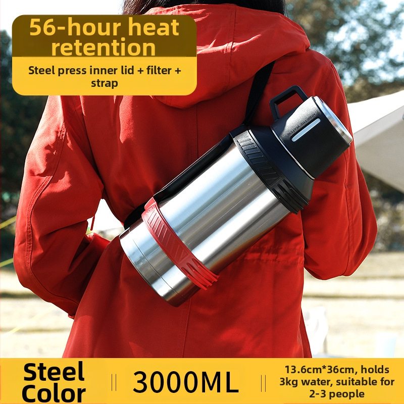 „Qihu Thermos“ didelės talpos 6 litrų termosas, nešiojamas automobilio lauko termosas, pagamintas iš 316 nerūdijančio plieno