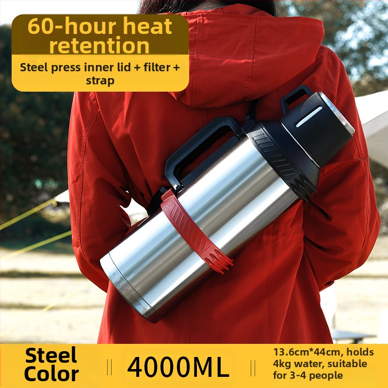 „Qihu Thermos“ didelės talpos 6 litrų termosas, nešiojamas automobilio lauko termosas, pagamintas iš 316 nerūdijančio plieno