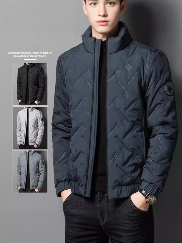 Žieminė naujo stiliaus medvilninė striukė vyrams, plius dydžio, lengva, šilta, vertikalia apykakle, medvilninė striukė, jaunimui ir vidutinio amžiaus žmonėms. Verslo stiliaus, universali medvilninė striukė vyrams.