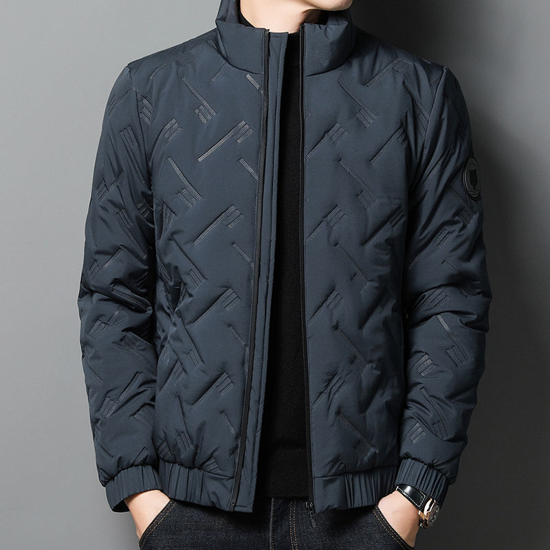 Žieminė naujo stiliaus medvilninė striukė vyrams, plius dydžio, lengva, šilta, vertikalia apykakle, medvilninė striukė, jaunimui ir vidutinio amžiaus žmonėms. Verslo stiliaus, universali medvilninė striukė vyrams.