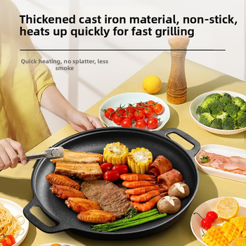 Paksendatud pannkoogipann Kahe kõrvaga malmpann Katmata pann Käeshoitav pannkook Toores malm Kodune pannkoogipann Nakkumatu pann