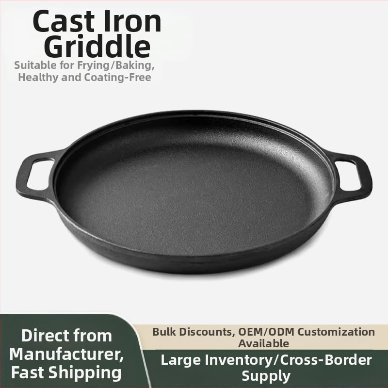 Paksendatud pannkoogipann Kahe kõrvaga malmpann Katmata pann Käeshoitav pannkook Toores malm Kodune pannkoogipann Nakkumatu pann