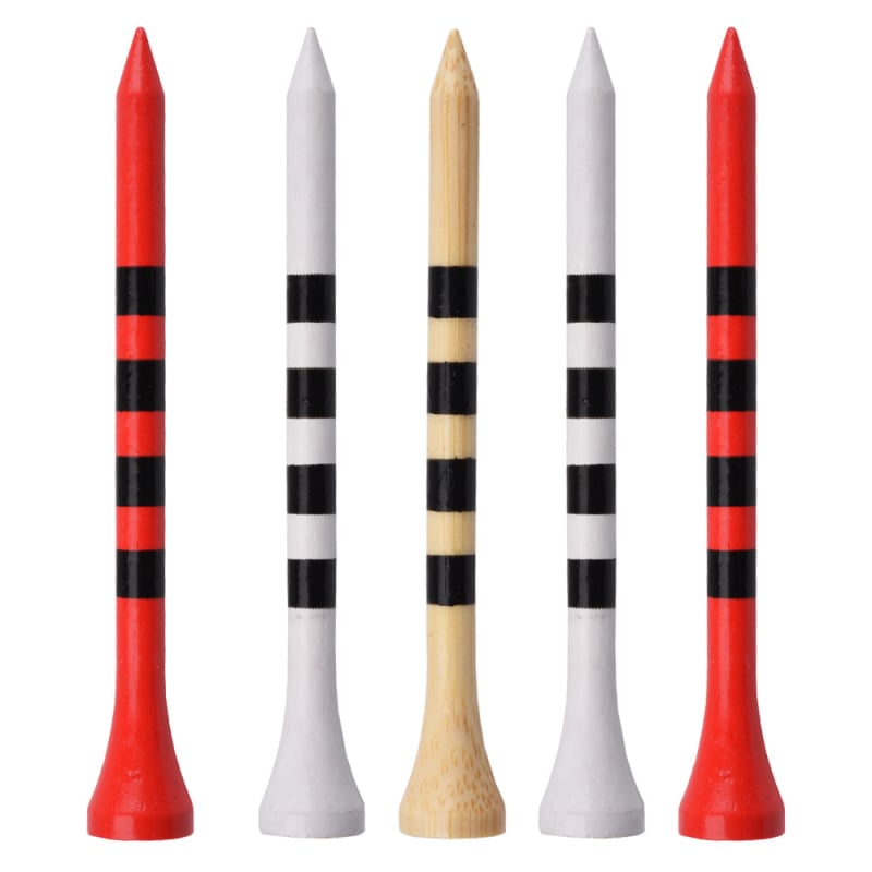 100 ks balenie pruhovaných bambusových klincov na golfové tričko s pruhovanými návlekmi na tričko s návlekom na loptičku 70/83 mm