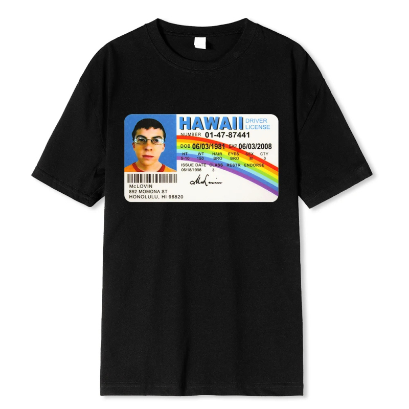 „McLovin ID Super Bad Geek“ medvilniniai marškinėliai unisex paaugliams, minkšti drabužiai 01232
