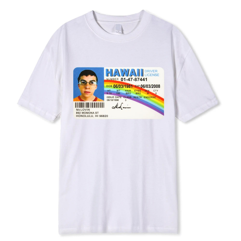 „McLovin ID Super Bad Geek“ medvilniniai marškinėliai unisex paaugliams, minkšti drabužiai 01232