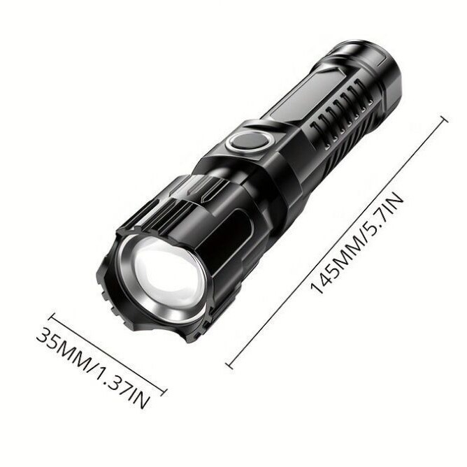 Lanternă telescopică cu zoom ABS reîncărcabilă USB pentru acasă, iluminare exterioară, lanternă super luminoasă de lungă durată, lot