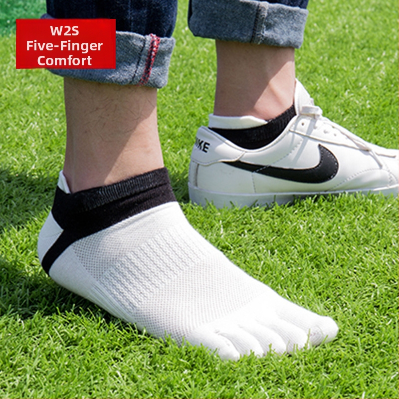 Мъжки чорапи с пет пръста Shu, къси тръбички от памучен конец с мрежа, пролетни и летни, с ниска страна, на едро, d do