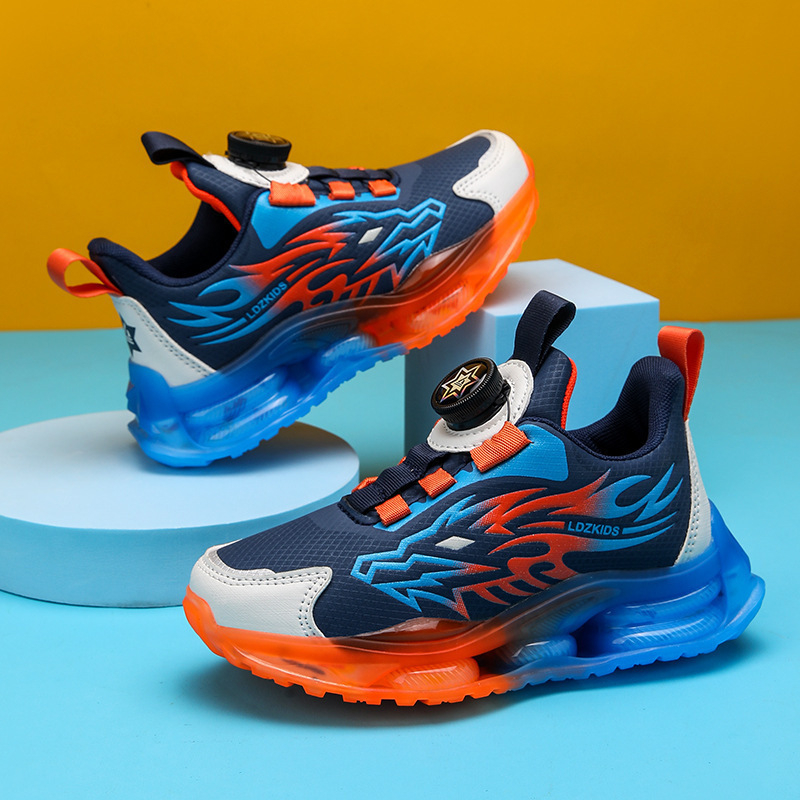 Határokon átnyúló cuhk gyerekcipők, forgógombos cipők, új tavaszi és őszi diákoknak, puha talpú tornacipő, fiúknak, hálós, lélegző cipők