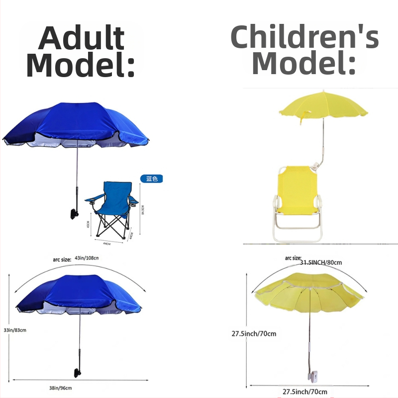 Трансгранична гореща разпродажба за възрастни, плажен стол, чадър, син и бял раиран чадър с щипка, къмпинг стол, стол с облегалка, сенник, чадър