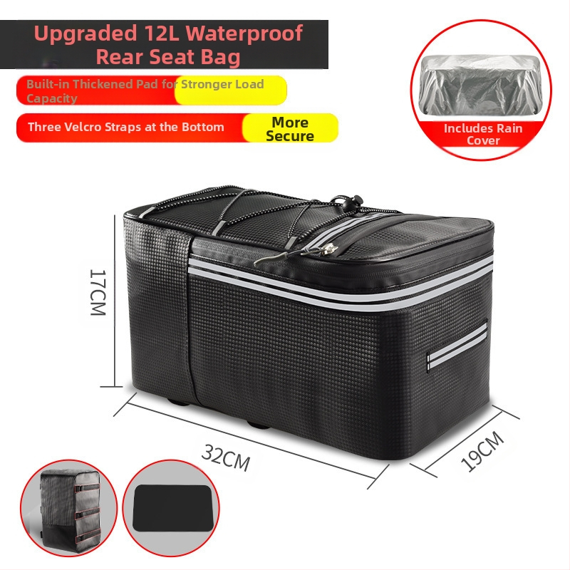 Dviračio elektrinės transporto priemonės vairavimo krepšys kalnų dviračio galinės sėdynės uodegos krepšys vandeniui atspari didelės talpos daiktadėžės galinė lentyna