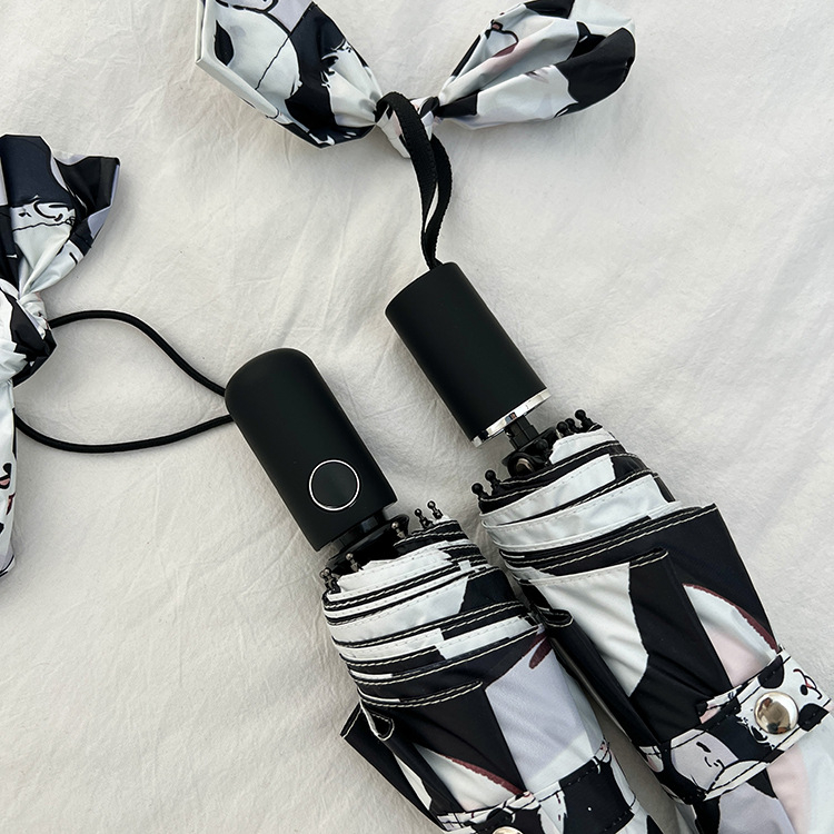 Animacinių filmukų „Panda“ skėtis moterims, juodas guminis, apsaugantis nuo saulės, apsaugantis nuo UV spindulių, nuo saulės, saulėtas ir lietus, dvigubos paskirties, itin lengvas, nešiojamas, sulankstomas fabrikas