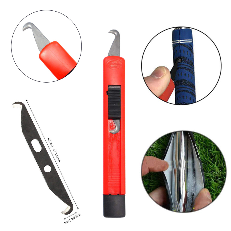 Instrument de înlocuire a mânerului pentru crosă de golf, 4 piese, pentru îndepărtarea și înlocuirea mânerului, bandă dublu adezivă, suport pentru cârlig și cuțit