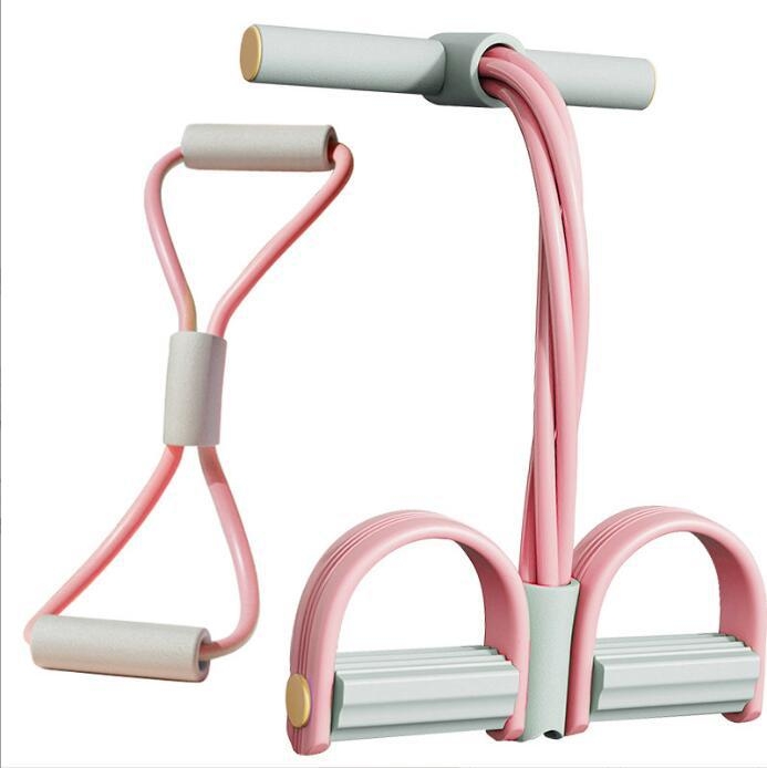 Pedalų tempimo spalvos derinimas Keturių vamzdžių 6 vijų pilvo tempimo atvira pečių graži nugara 8 simbolių tempimo virvė namų fitneso kostiumas