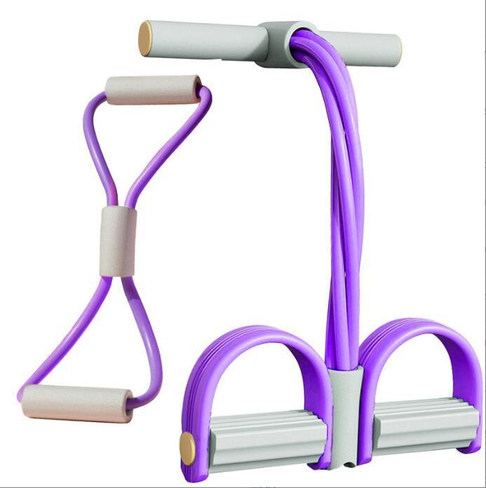 Pedalų tempimo spalvos derinimas Keturių vamzdžių 6 vijų pilvo tempimo atvira pečių graži nugara 8 simbolių tempimo virvė namų fitneso kostiumas