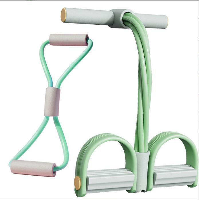 Pedalų tempimo spalvos derinimas Keturių vamzdžių 6 vijų pilvo tempimo atvira pečių graži nugara 8 simbolių tempimo virvė namų fitneso kostiumas