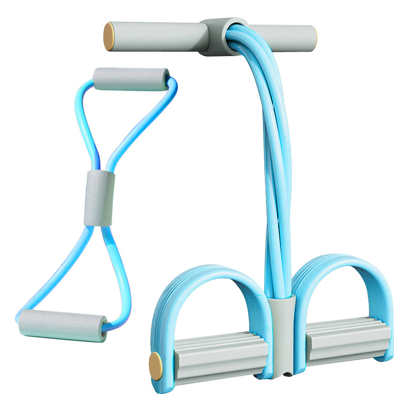 Pedalų tempimo spalvos derinimas Keturių vamzdžių 6 vijų pilvo tempimo atvira pečių graži nugara 8 simbolių tempimo virvė namų fitneso kostiumas